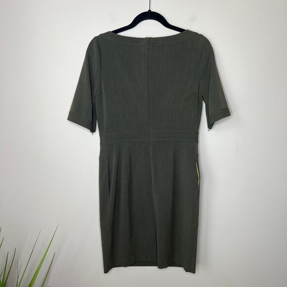 Marc New York Andrew Marc Olive Green Career Shift Dress Office Workwear Size 6 - Picture 9 of 12